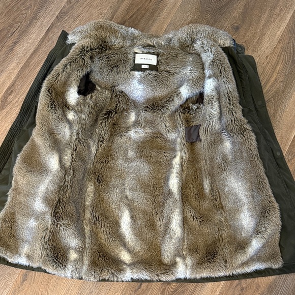 Babaton Dark Green Parka Faux Fur Lined - Picture 8 of 14